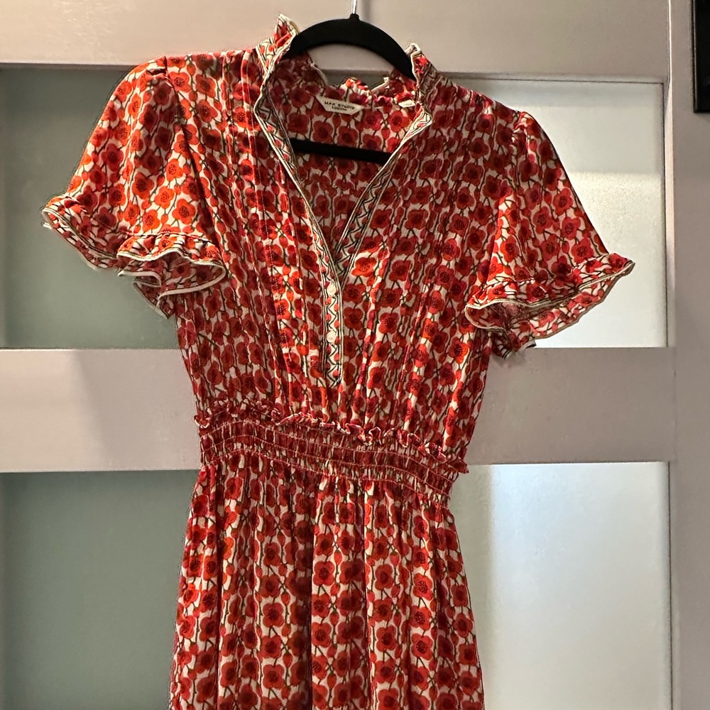Max Studio Red & White Poppy-Print Blouse - Picture 6 of 7